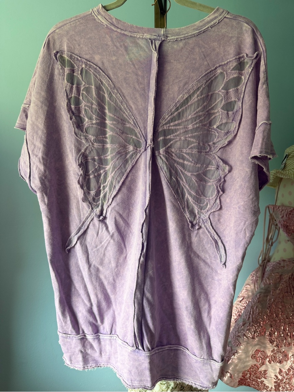 Zella Lavender Butterfly Cutout Back Sweatshirt nwt boho